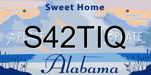 S42TIQ Alabama License Plate