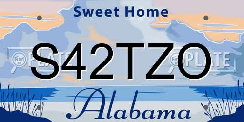 S42TZO Alabama License Plate