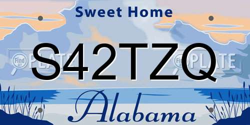 S42TZQ Alabama License Plate