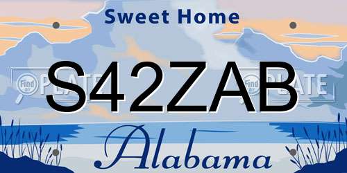 S42ZAB Alabama License Plate