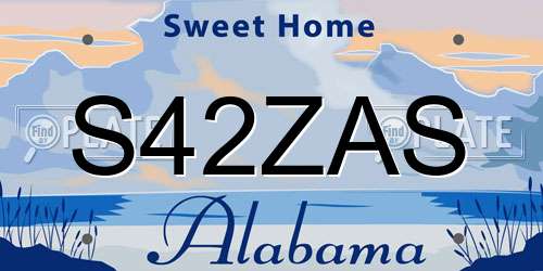 S42ZAS Alabama License Plate