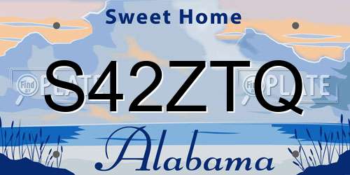 S42ZTQ Alabama License Plate