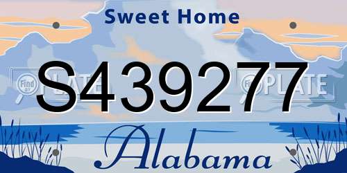 S439277 Alabama License Plate