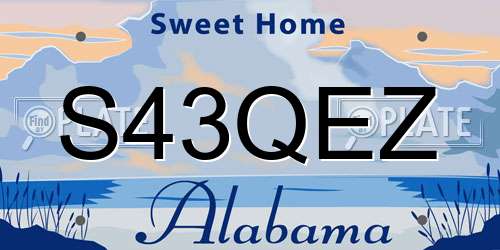 S43QEZ Alabama License Plate