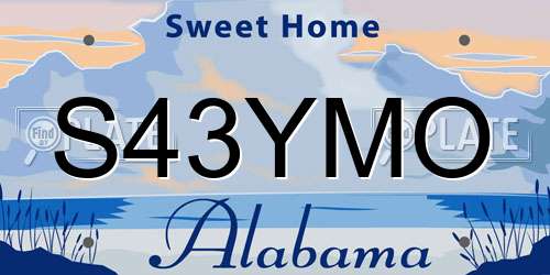 S43YMO Alabama License Plate