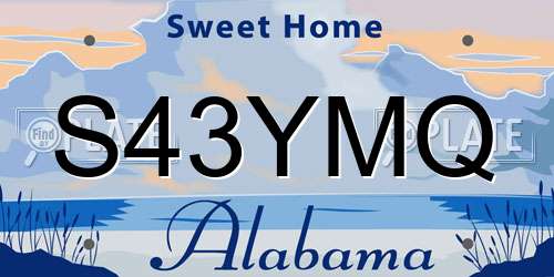 S43YMQ Alabama License Plate