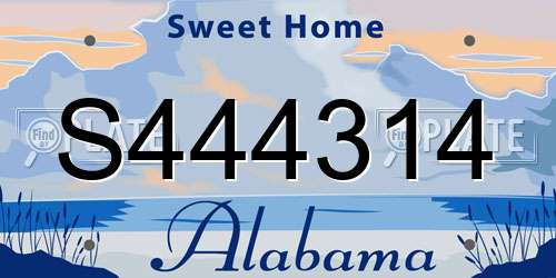 S444314 Alabama License Plate