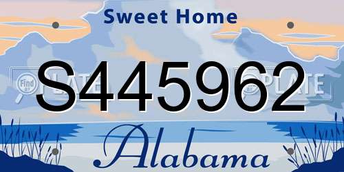 S445962 Alabama License Plate