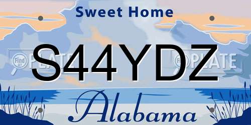 S44YDZ Alabama License Plate