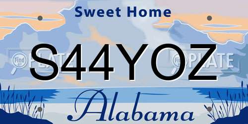 S44YOZ Alabama License Plate