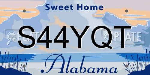 S44YQT Alabama License Plate