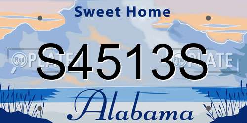 S4513S Alabama License Plate
