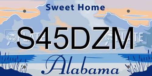 S45DZM Alabama License Plate
