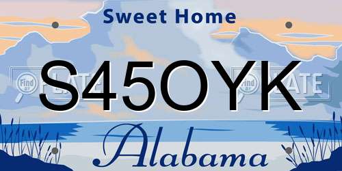 S45OYK Alabama License Plate