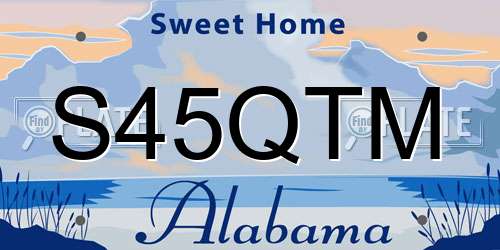 S45QTM Alabama License Plate