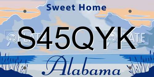 S45QYK Alabama License Plate