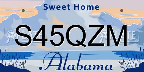 S45QZM Alabama License Plate