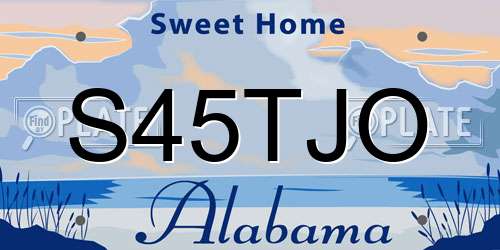 S45TJO Alabama License Plate