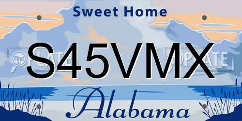 S45VMX Alabama License Plate