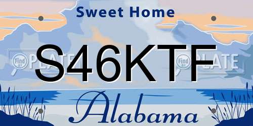 S46KTF Alabama License Plate