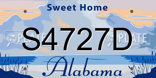 S4727D Alabama License Plate