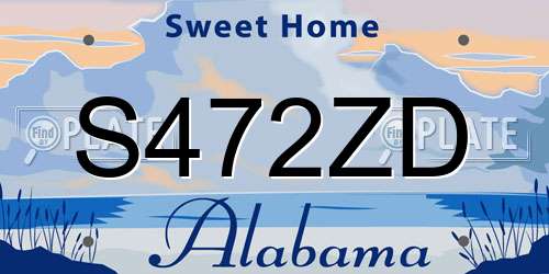 S472ZD Alabama License Plate