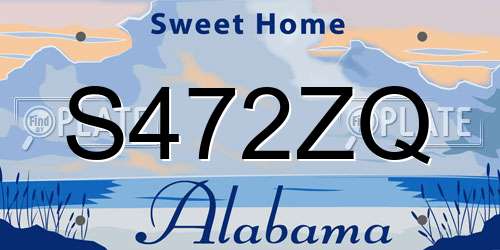 S472ZQ Alabama License Plate