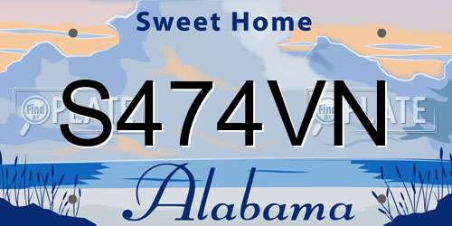 S474VN Alabama License Plate