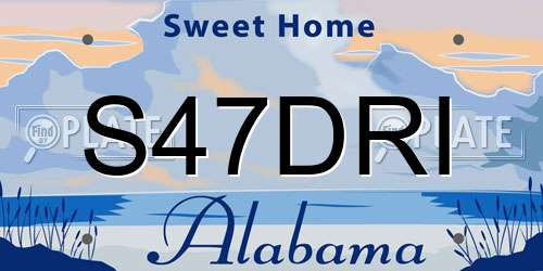 S47DRI Alabama License Plate