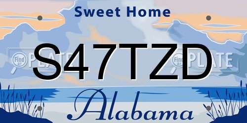 S47TZD Alabama License Plate