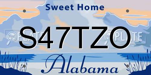 S47TZO Alabama License Plate
