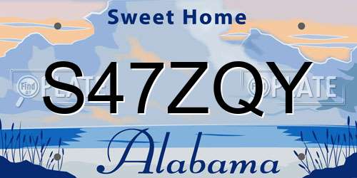 S47ZQY Alabama License Plate