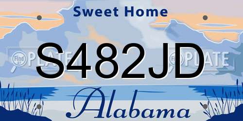 S482JD Alabama License Plate