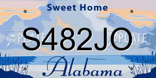 S482JO Alabama License Plate