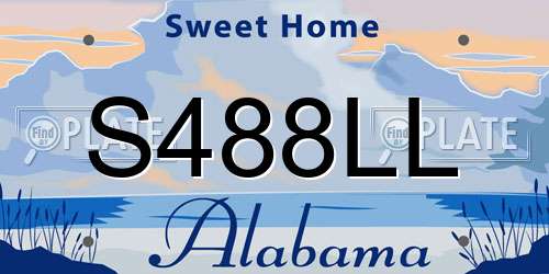 S488LL Alabama License Plate