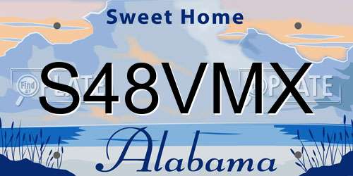 S48VMX Alabama License Plate