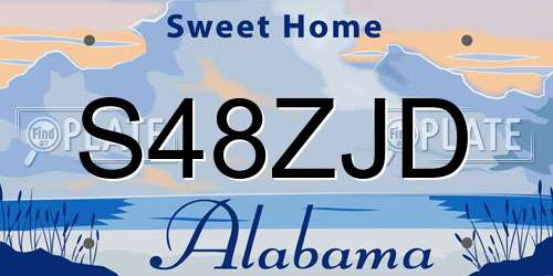 S48ZJD Alabama License Plate