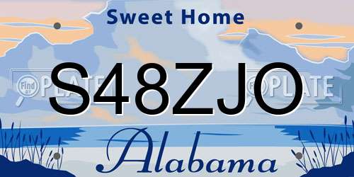 S48ZJO Alabama License Plate