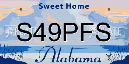 S49PFS Alabama License Plate