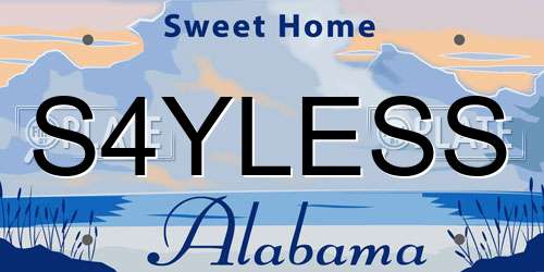 S4YLESS Alabama License Plate