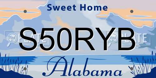 S50RYB Alabama License Plate