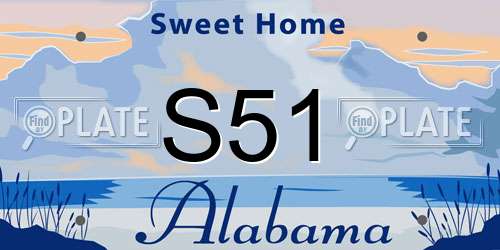 S51 Alabama License Plate
