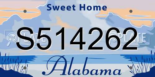 S514262 Alabama License Plate