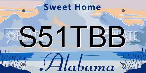 S51TBB Alabama License Plate