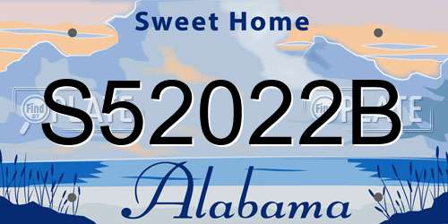 S52022B Alabama License Plate