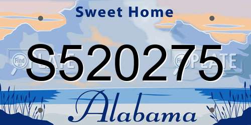 S520275 Alabama License Plate