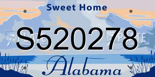 S520278 Alabama License Plate