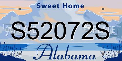 S52072S Alabama License Plate
