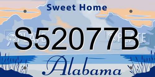 S52077B Alabama License Plate