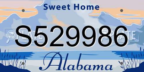 S529986 Alabama License Plate